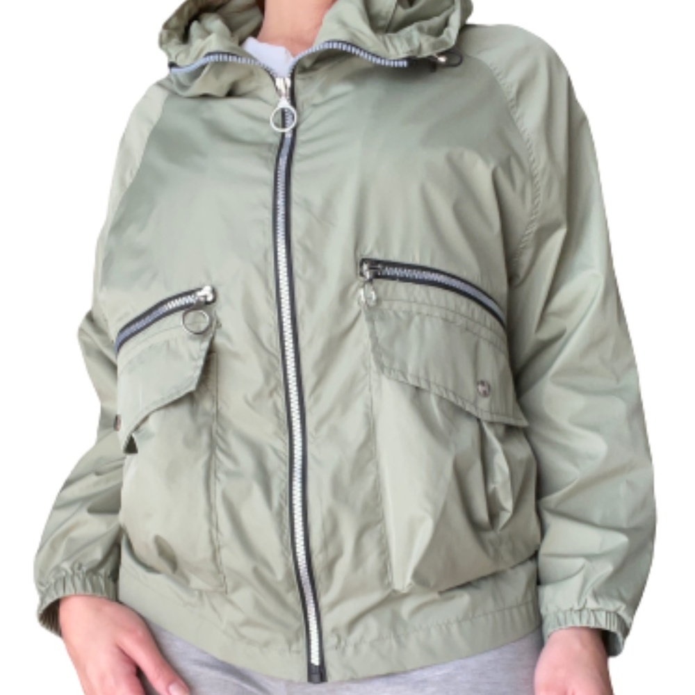 Zara Womens Windbreaker Olive Green size S